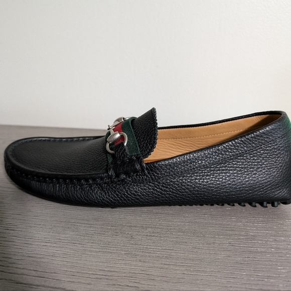 2 Left GUCCI DAMO Men’s Leather Web Stripe/ Bit Black Loafer  8.5 READ DESCRIPT - Picture 3 of 10